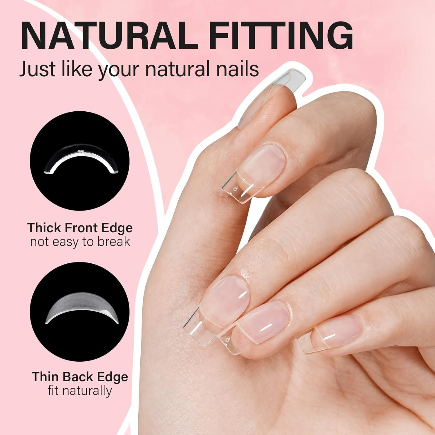 Gel Nail Tips Kit Short Square Nail Tips 240Pcs for Salon | 2 in 1 Nail Glue Bas
