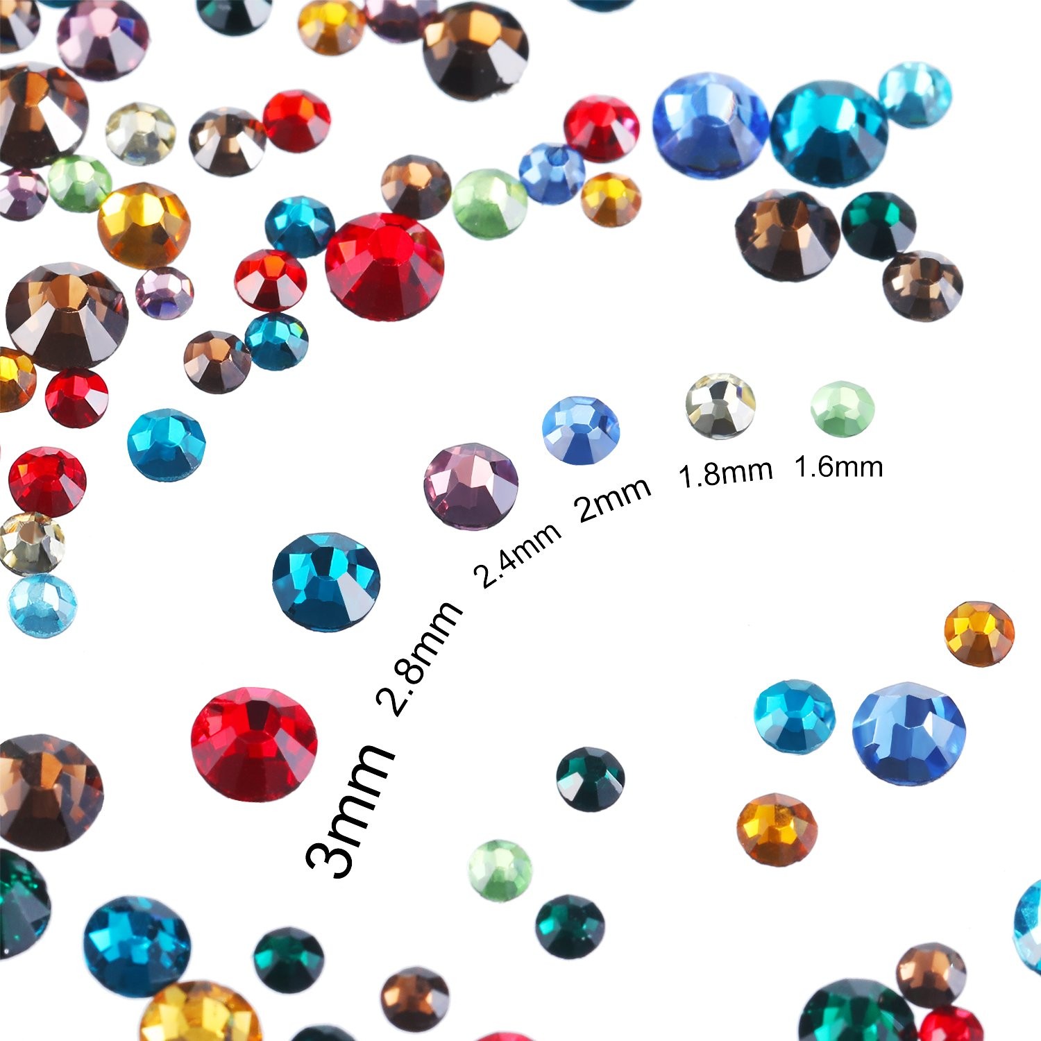 Bememo 3456 Pcs Crystals Diamond Rhinestones AB Clear Flat Back Round Gems Fl…