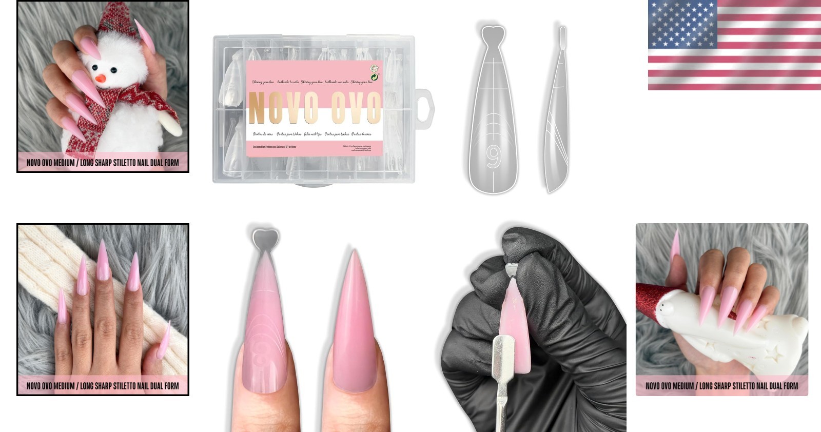 Stunning Medium/Long Stiletto Dual Forms for Polygel – 280 Pcs, 14 Sizes