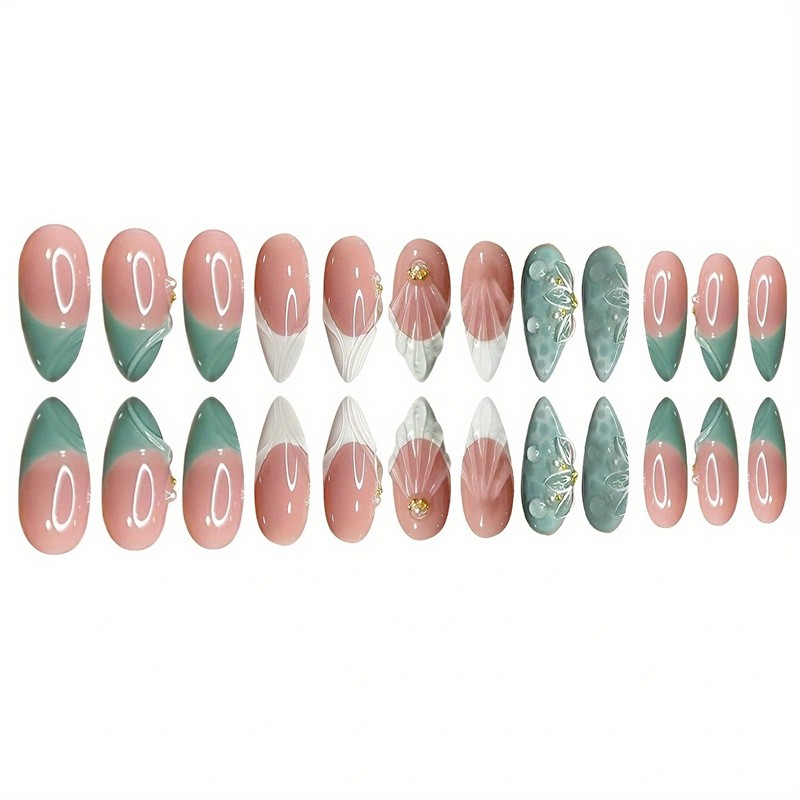 Sparkling Floral Press On Nails Almond Short Wholesale