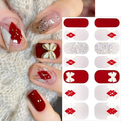 5 Sheets Valentines Day Nail Gel Stickers Cute Bow Heart Nail Polish Love-2