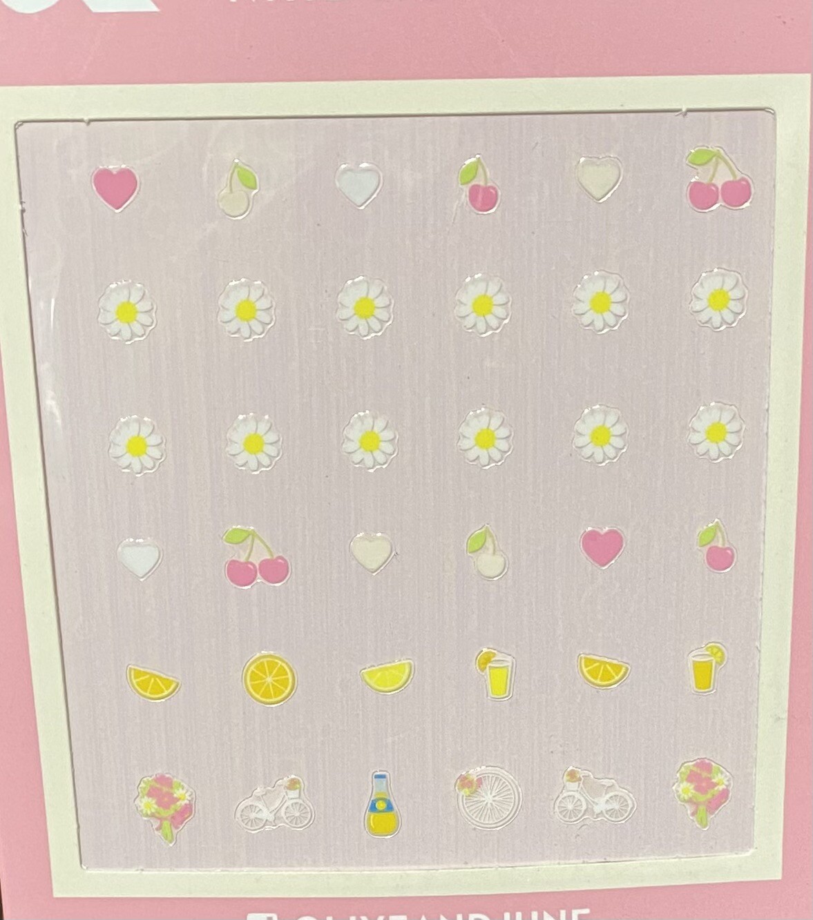 Olive & June Nail Art Stickers – Loveliest Day – Flowers & Fruit 36 ct New
