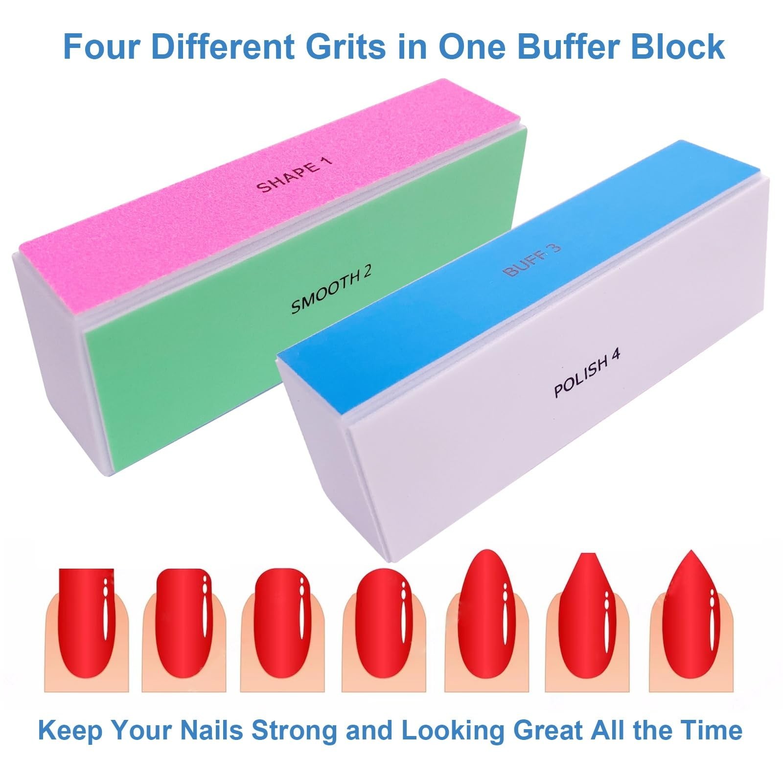 4 Way Nail Buffer Block (10 Pcs), Nail Shine Buffers Blocks Files for Natural…
