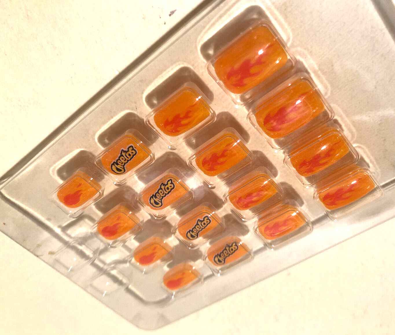 Cheetos Flamin Hot 16 Press On Nails nail set pepsi co NEW orange flames fire