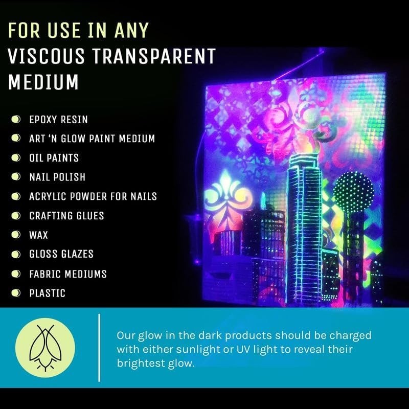 Glow in The Dark Pigment Powder – Neutral and Fluorescent Color for Art Paint…