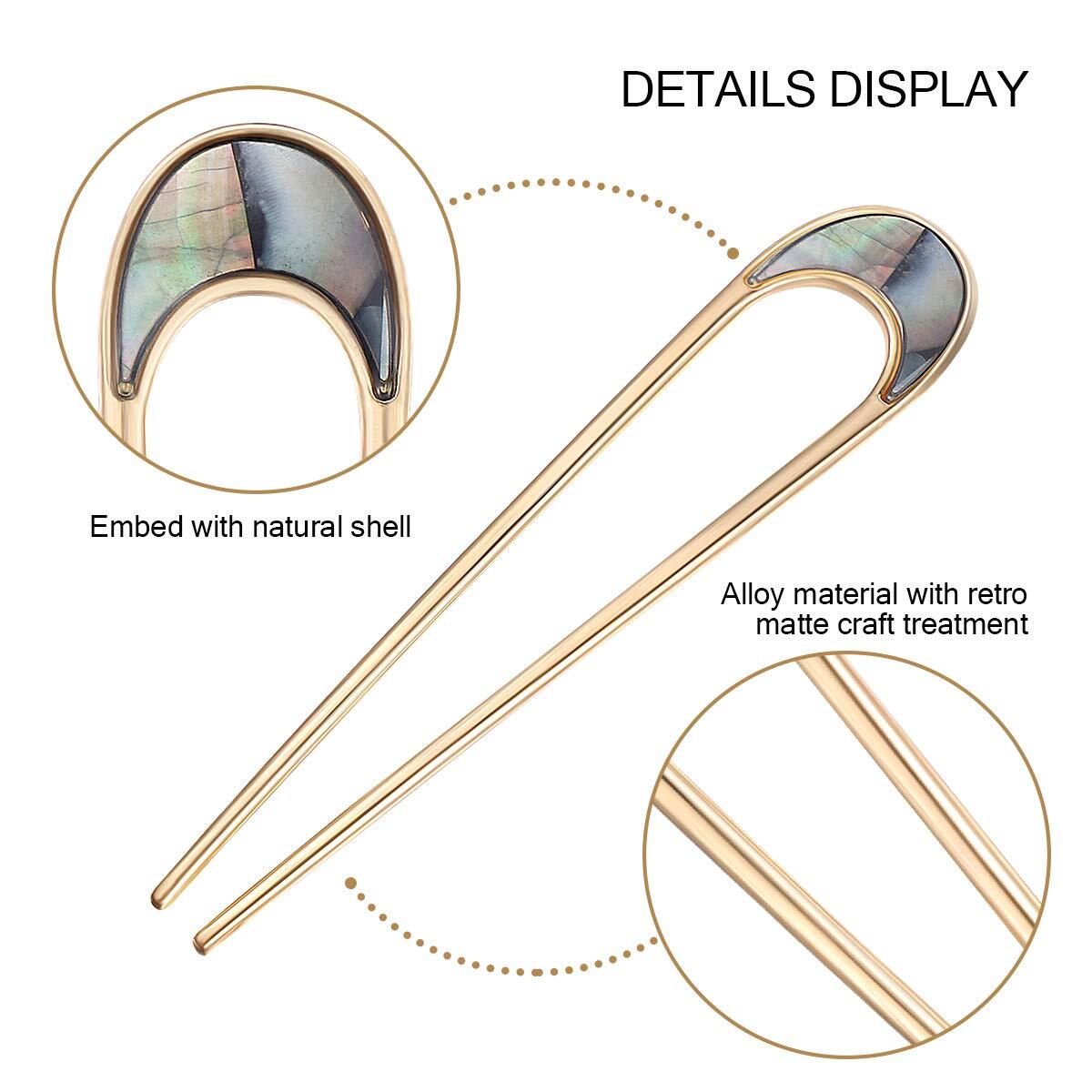 Lurrose 2pcs Hair Sticks Vintage Metal Pins Moon Elegant As Shown
