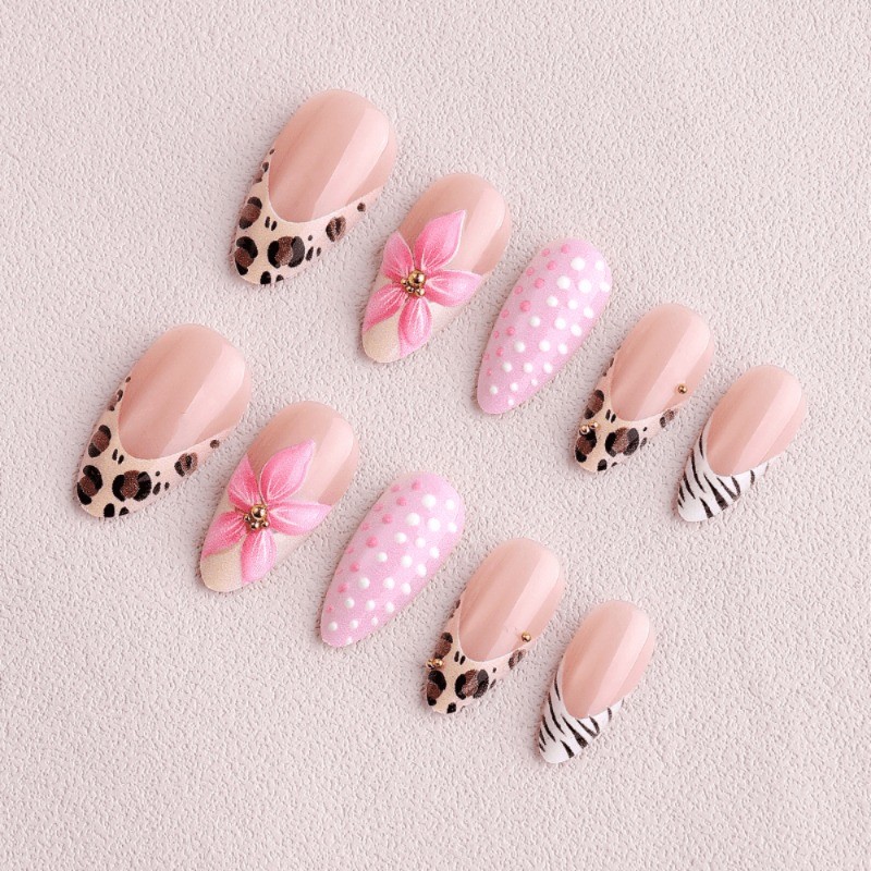 48 Pcs of Nude Pink Mixed Element Fake Nails – Removable Nails, Daily Nail Art