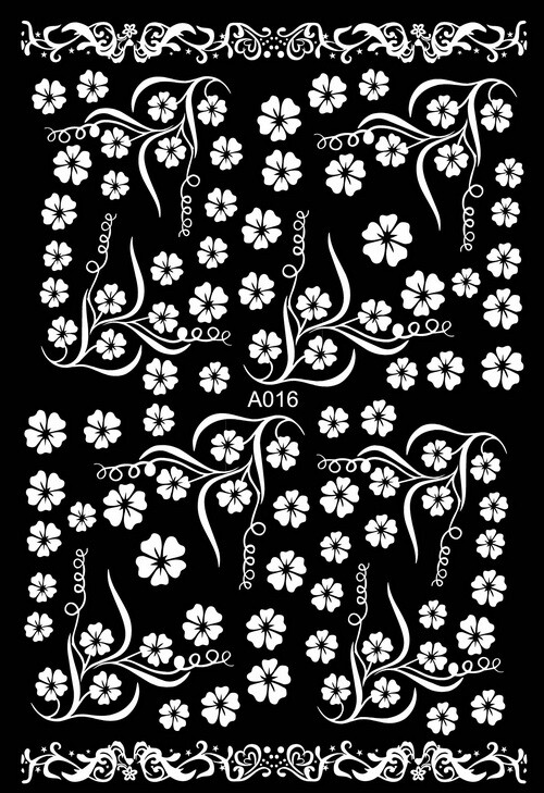 Daisy Flower Blossom Branches Nail Sticker Vinca Primrose Lace Geometric LineS