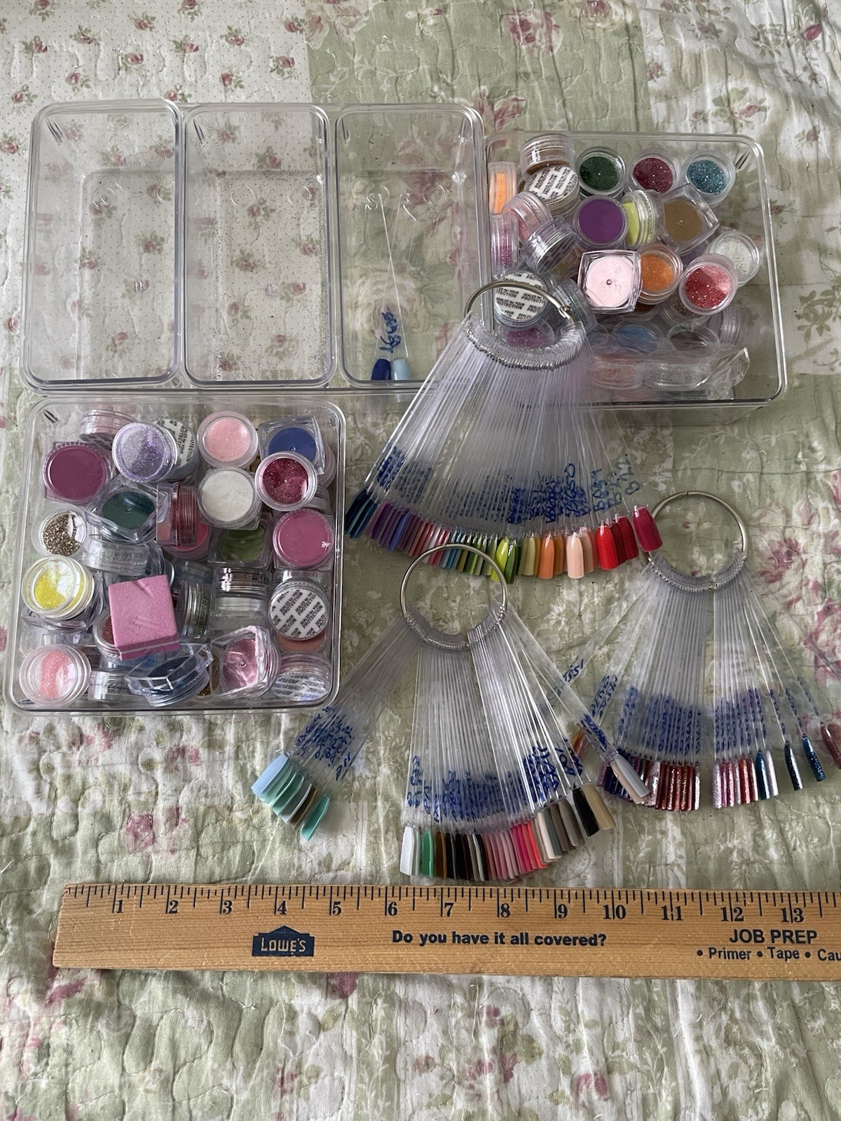 Professional Nail Art Lot Of 200+ Items Color Powder Nail Tips Organizers Etc