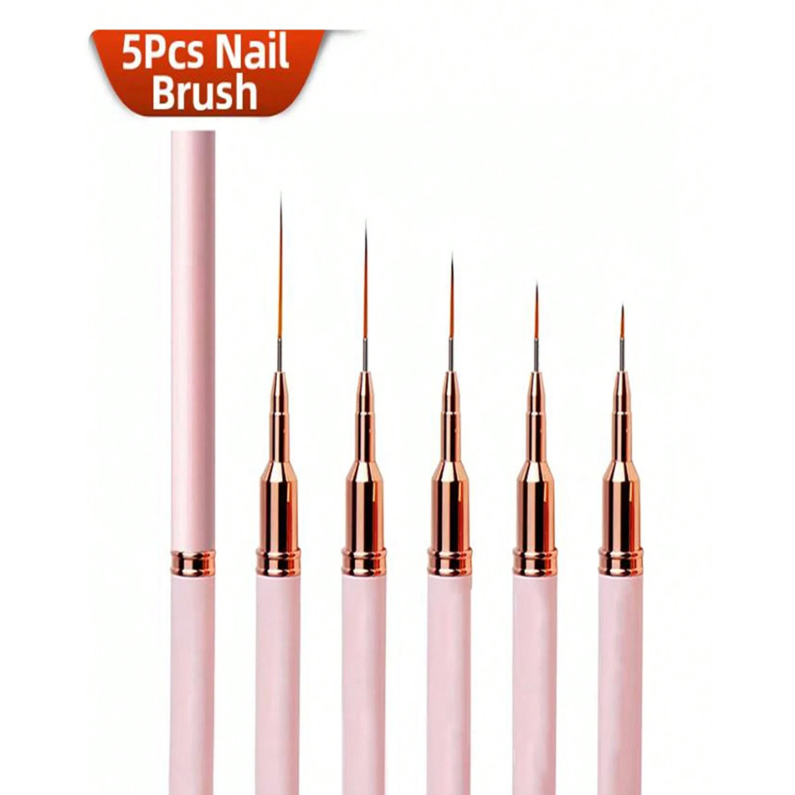 5pcs Nail Art Painting Brush Set French Nail Lining Brush with UV Gel for Women