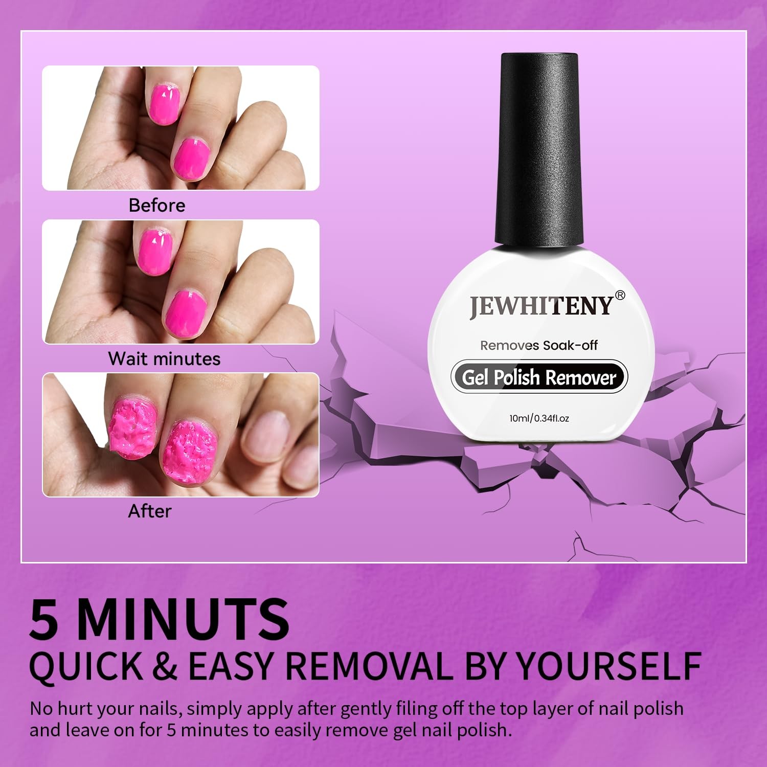 JEWHITENY Gel Polish Remover for Nails:1 Bottles of 10 ml Nail Clear-2