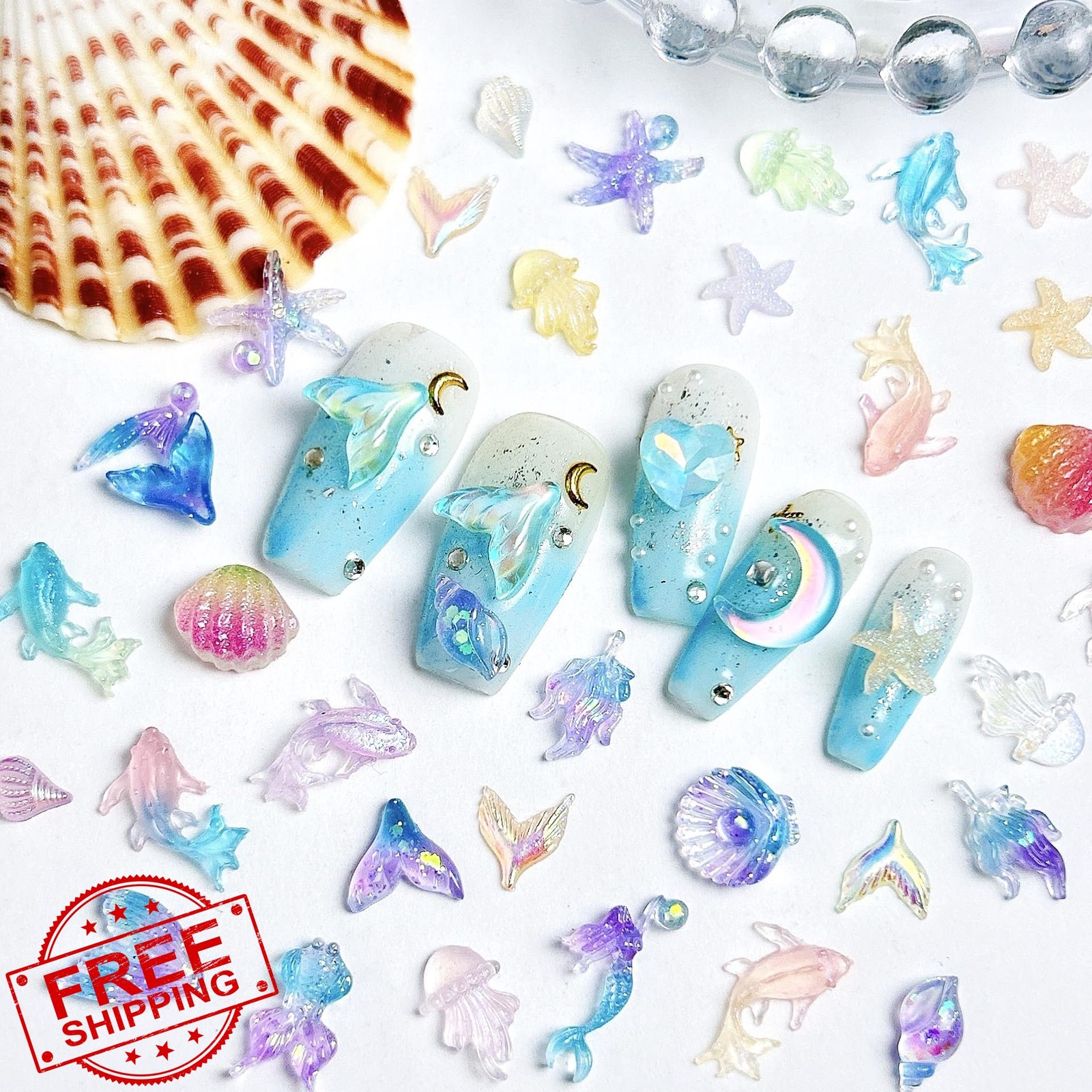 Tephrent 200PCS Resin Nail Charms Multicolored