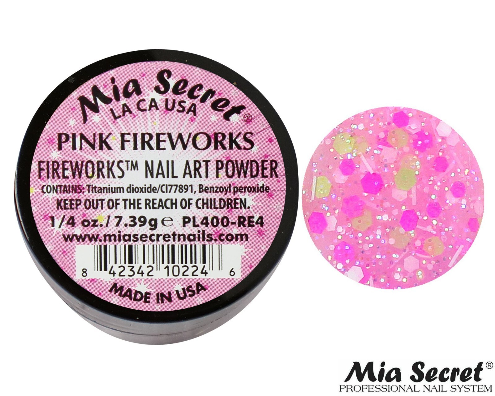 Mia Secret Nail Art Powder Fireworks Collection – 1/4 oz (PINK FIREWORKS)