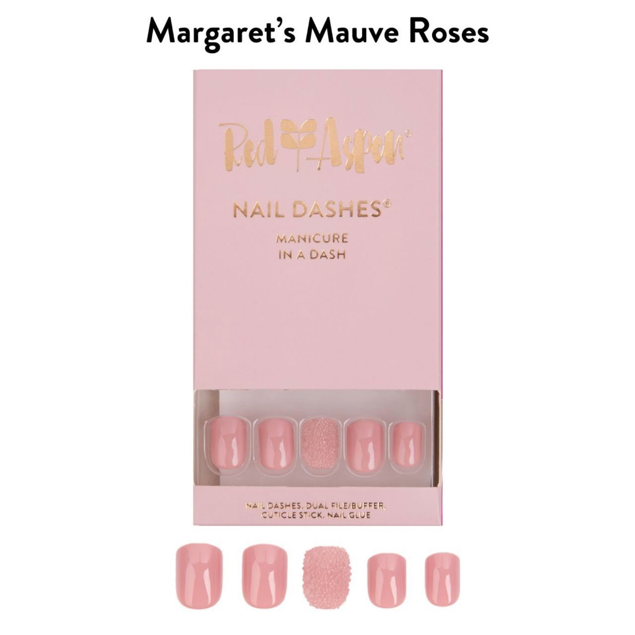 Red Aspen Press On Nails – Margret’s Mauve Roses Short • Square • Shiny/3D