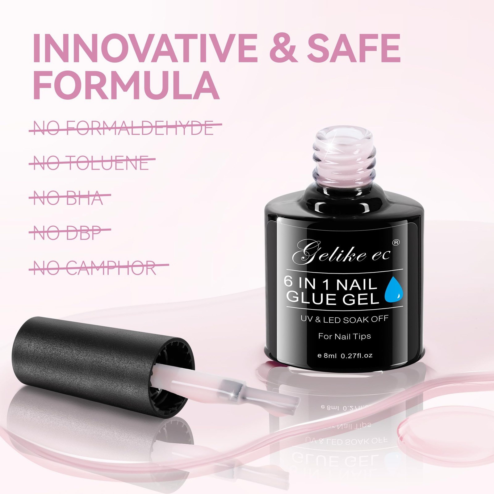 6-in-1 Jelly Nail Builder Gel: Sheer Baby Pink UV Rubber Base Gel for Apex Bu…