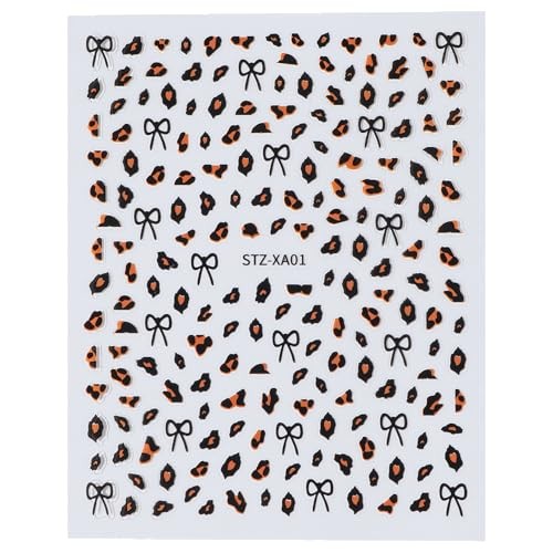 Leopard Print Nail Art Stickers 3D Self-Adhesive Brown Bow Nail Art Sticker-4