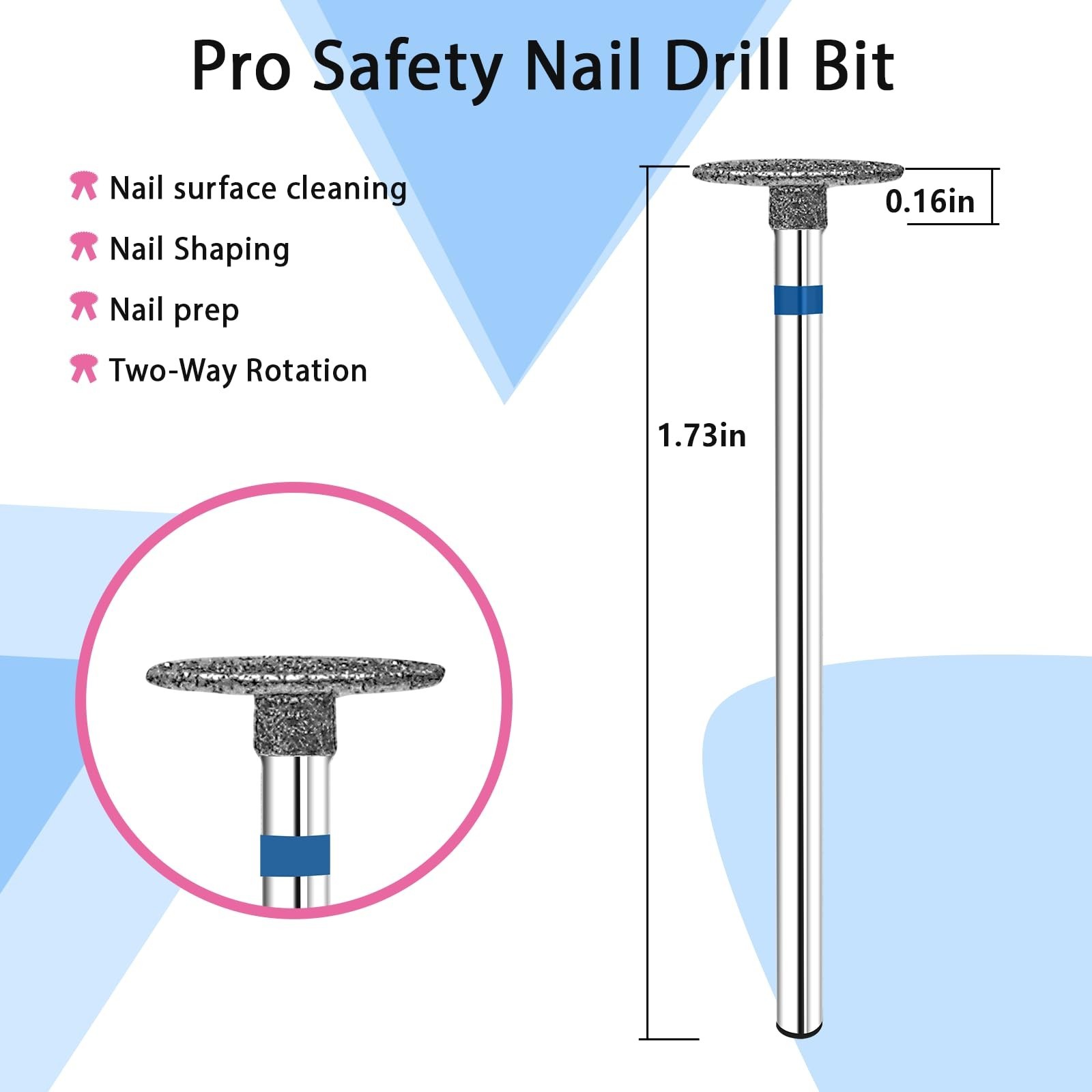 Diamond Cuticle Nail Drill Bits 2Pcs 3/32″ Silver Gel Polish Remover Tool NEW