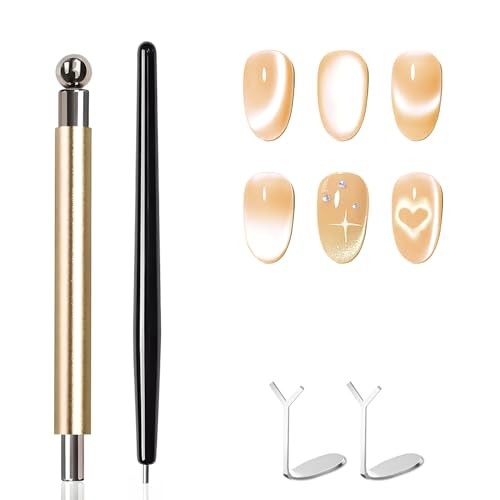 4-Piece Cat Eye Magnet Set – Nail Magnet, Heart-Shaped Nail Art Magnet, Gold