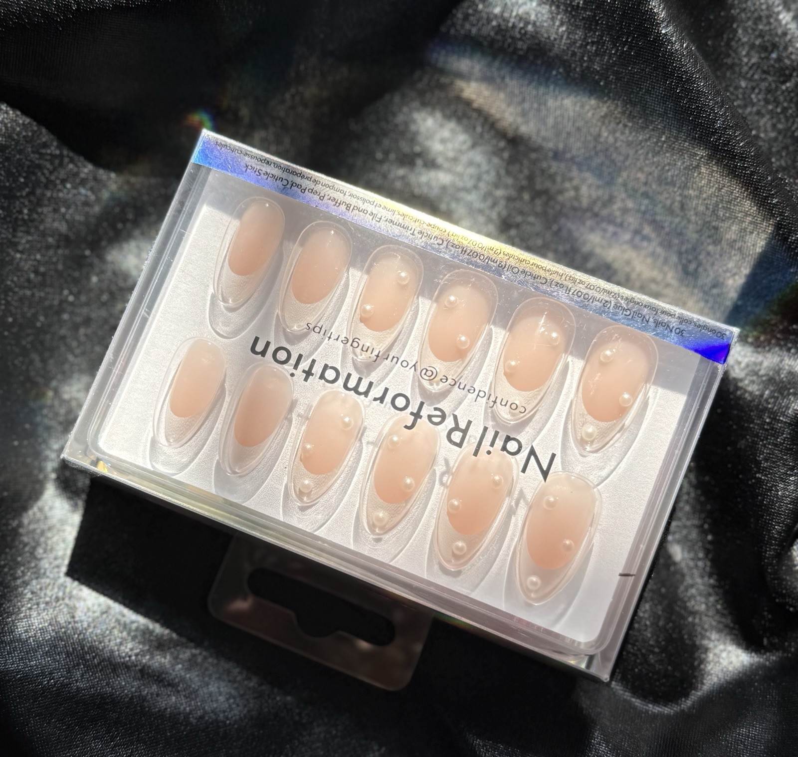 Nail Reformation Press On Nails, French Almond w/pearls~Includes Free Gifts💝