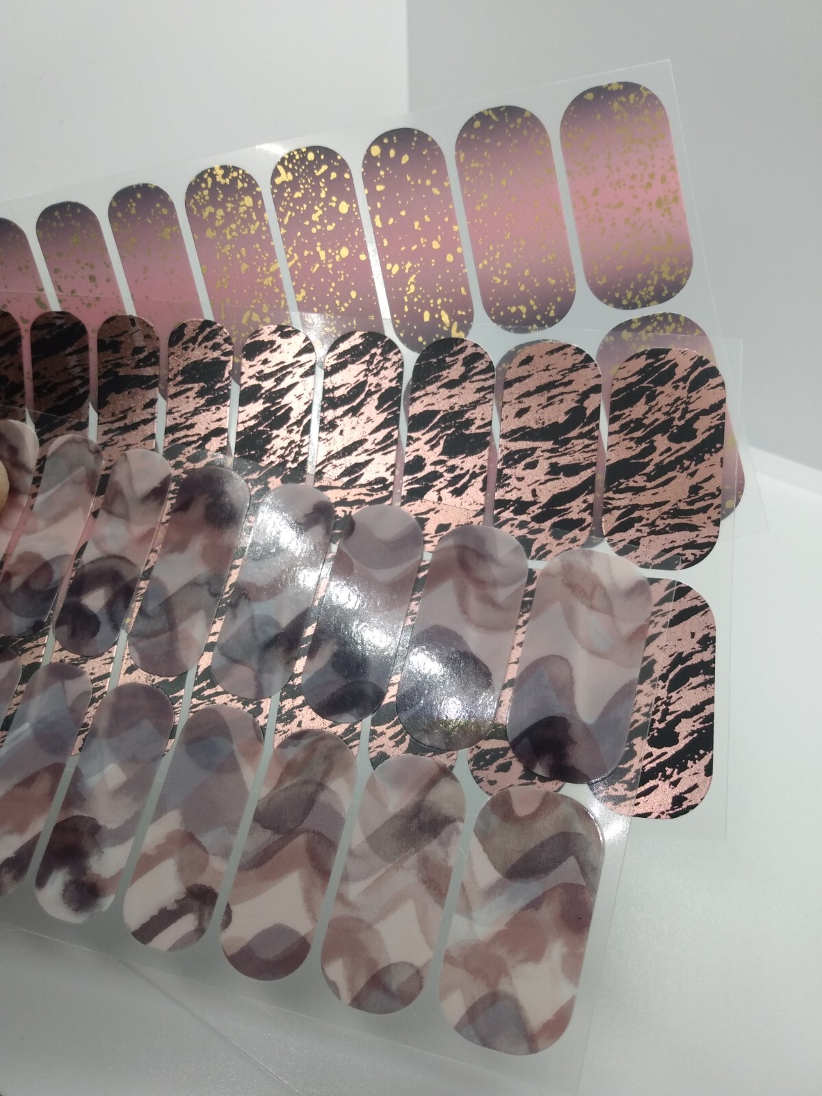 Jamberry Nail Wraps Full Sheets – Pink Beige Copper Abstract Patterns Lot of 5