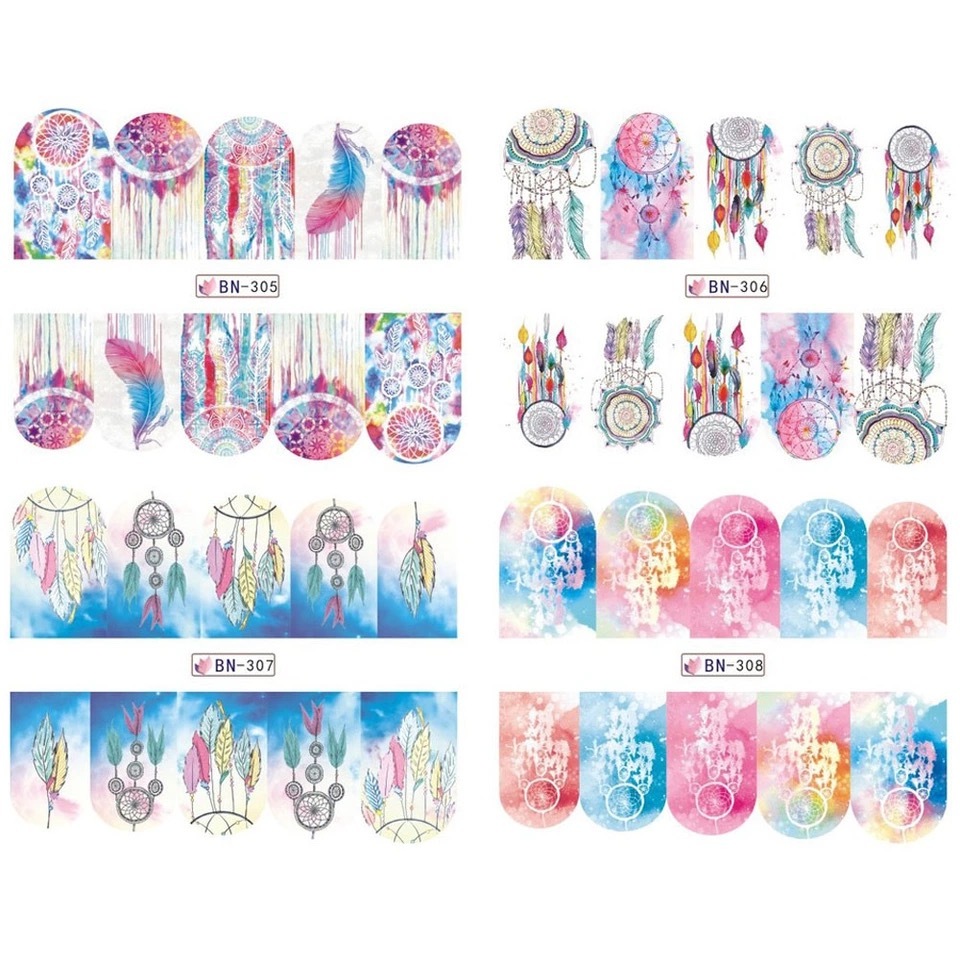 Nail Stickers Water Transfer Dreamcatcher Design Full Wraps Cover Decals Blur UK