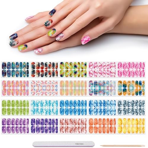 20 Sheets Color Blending Nail Polish Stickers Full Nail Wraps for Women Kit 2
