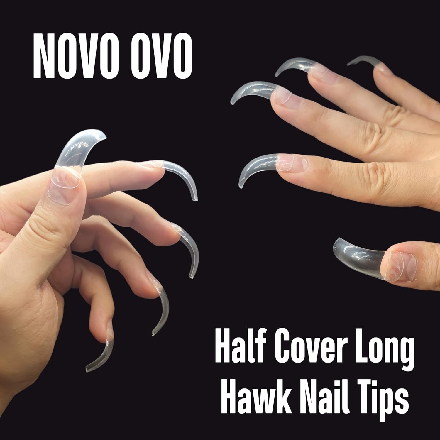 NOVO OVO 0.01 Fl Oz (Pack of 100), Long Square Claw Transparent in Small Box