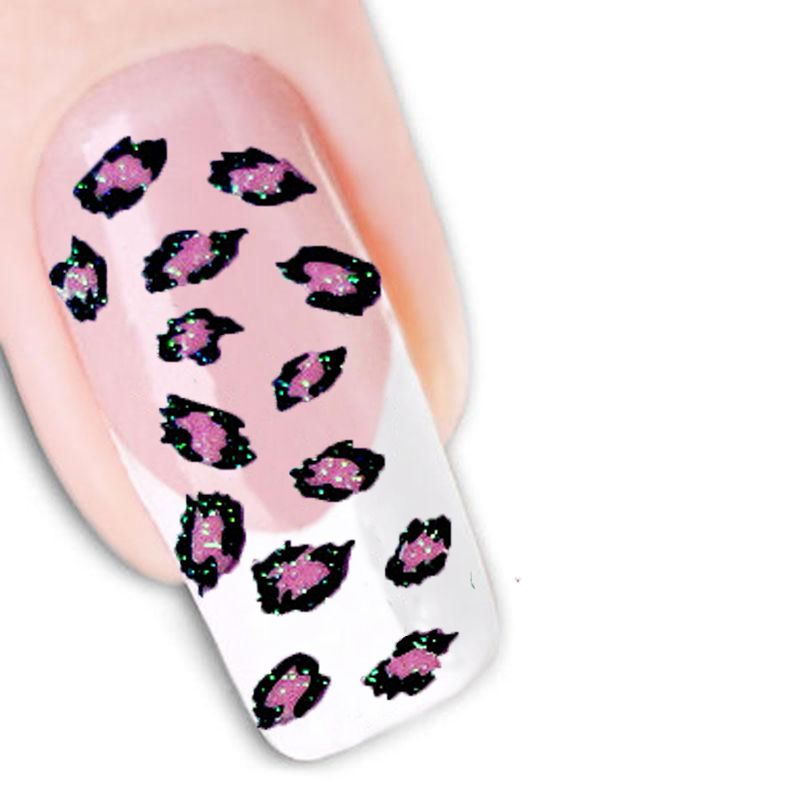 3D Nail Art Glitter Stickers Decals Transfers Animal Leopard Print Spots