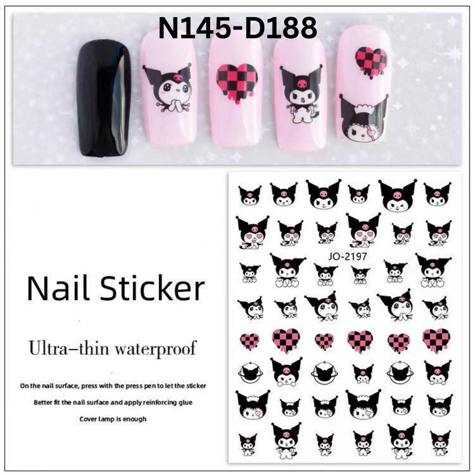 Kuromi Nail Decals – Cute Sanrio Cartoon Nail Art Accessories