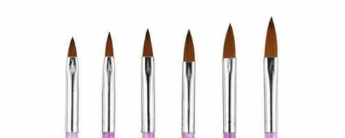6Pcs Nail Art Brush Tool Set Crystal Handle Acrylic UV Gel Carving Glitter Brush