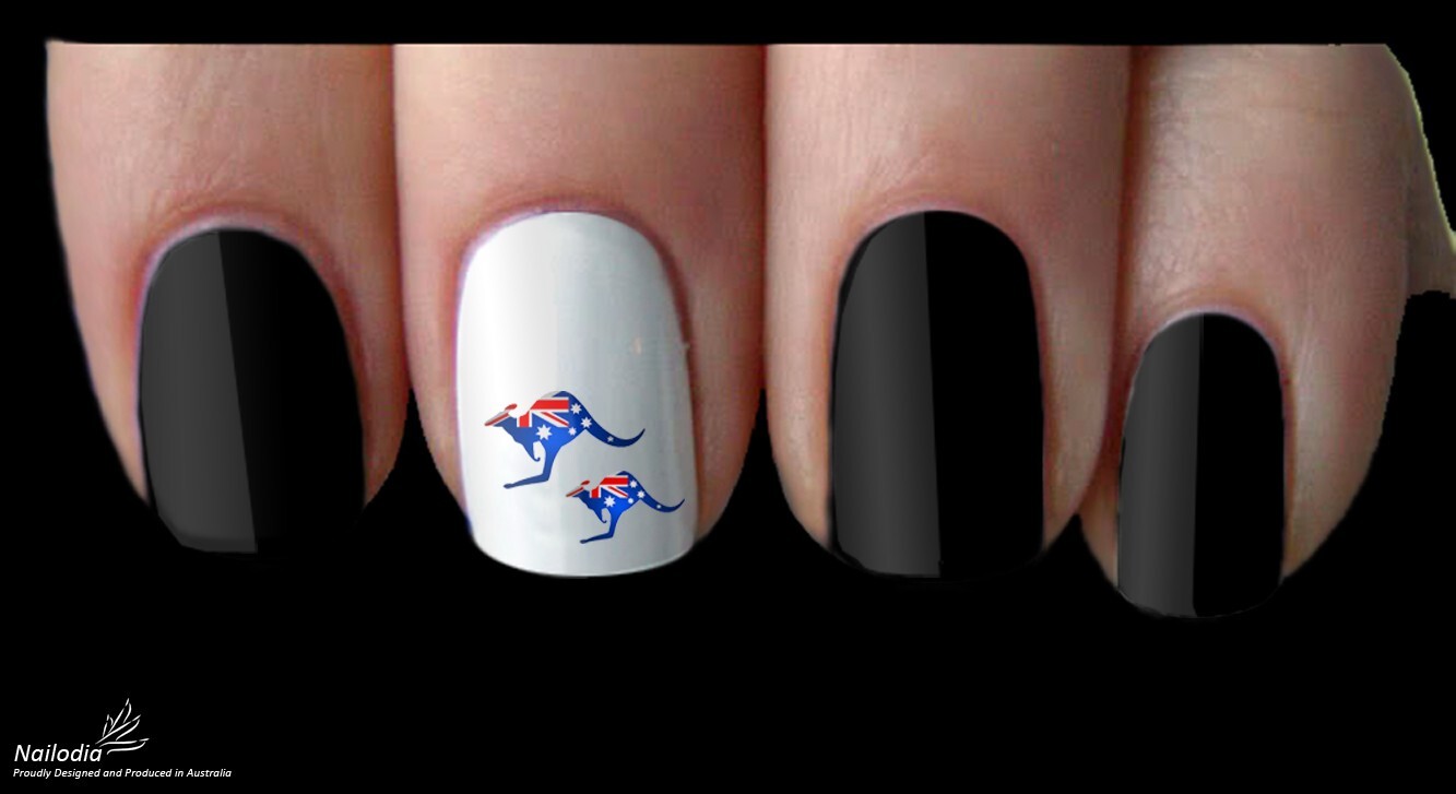 I Love Australia & Aussie Kangaroo Nail Art Decal Sticker Water Transfer Slider