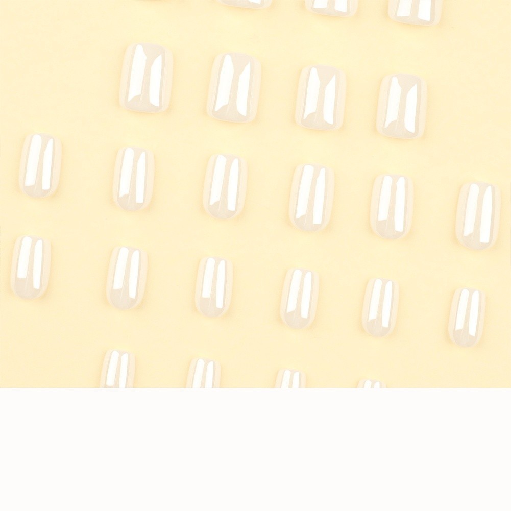 White Short Square Press On Nails Removable Fake Nails for Natural Look 24pcs