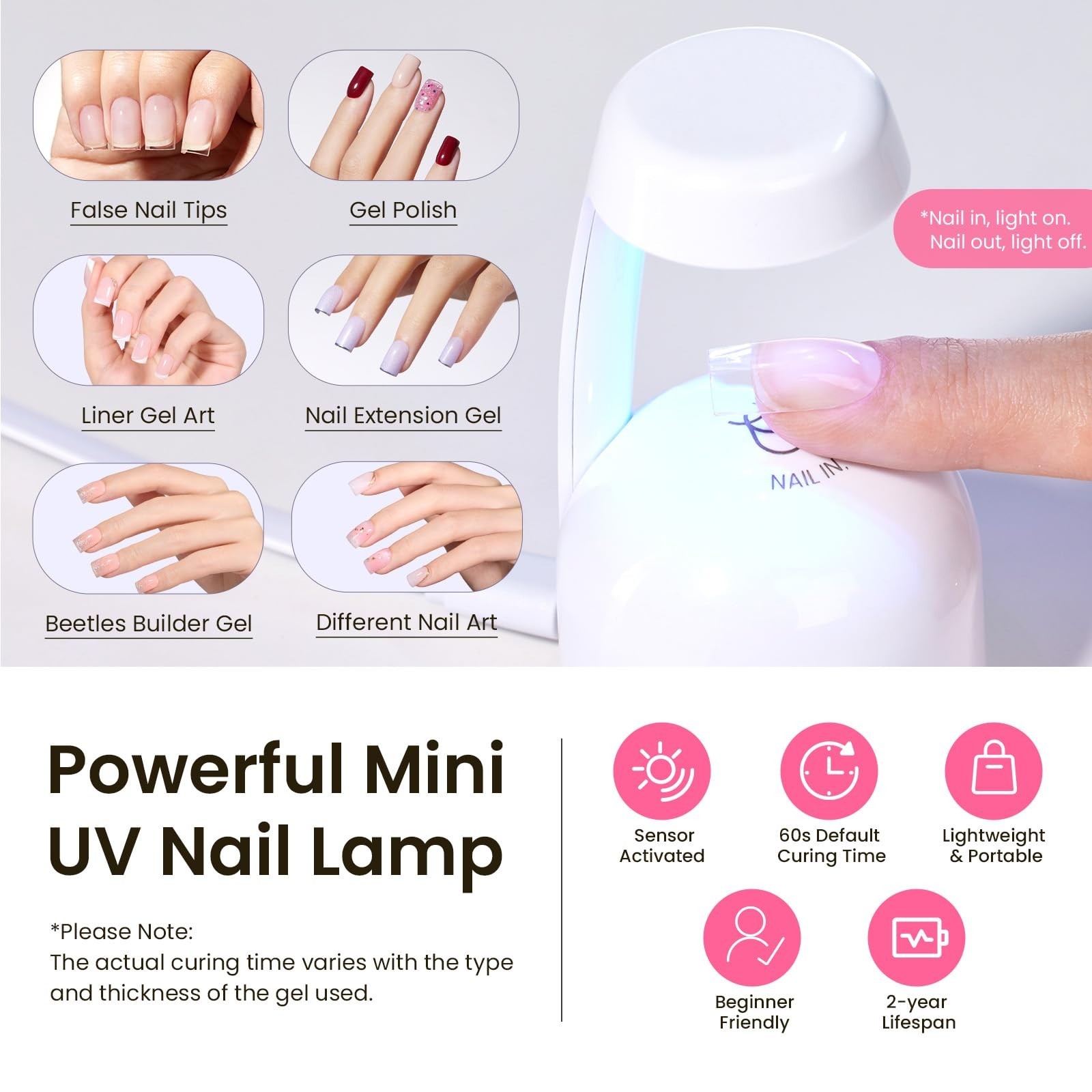 Extra Short Square Gel Nail Kit – 224 Pcs Pre-Building Tips, Mini Lamp & Glue