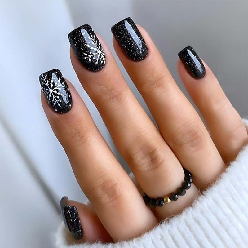 Reusable Winter Press On Nail Snowflake Design Quick Adhesive Not Needed Tool
