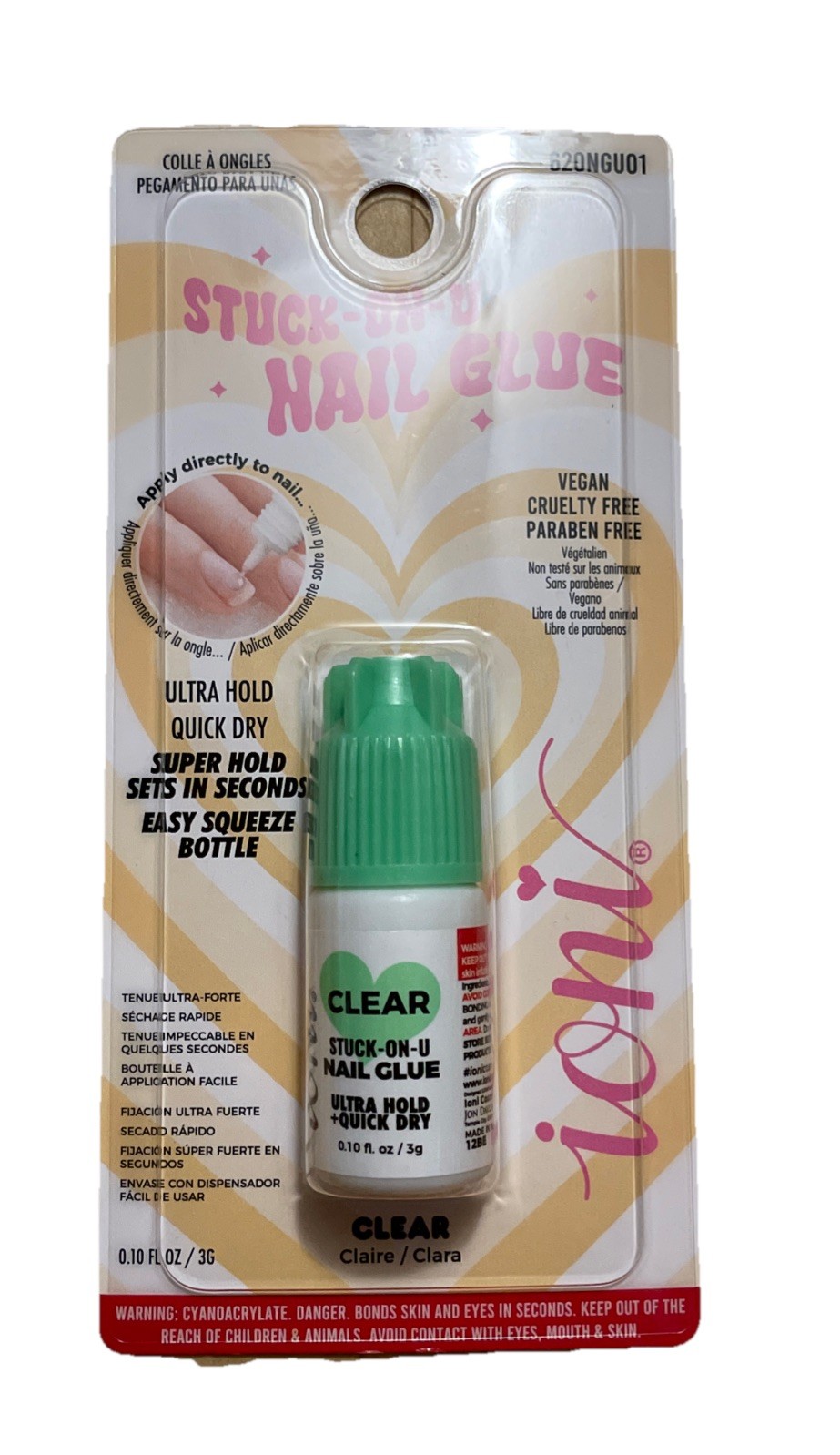 Ioni Stuck-On-U Nail Glue~ Clear ~Ultra Hold~Quick Dry ~New