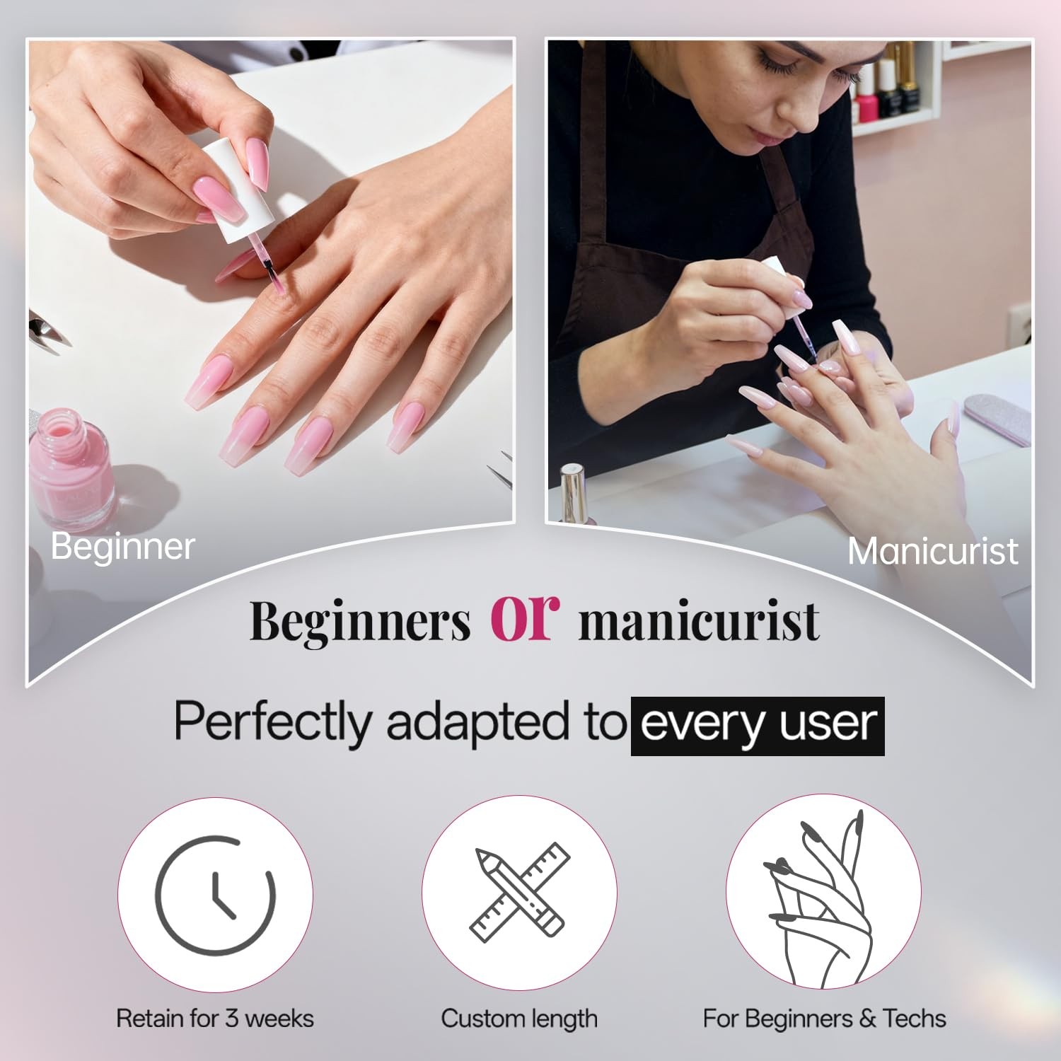 krofaue French Nail Half Matte Tips, Tips