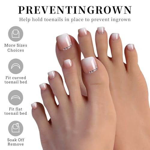 4th of July Press on Toenails Short Square Fake Toe Nails with Star | Style-29