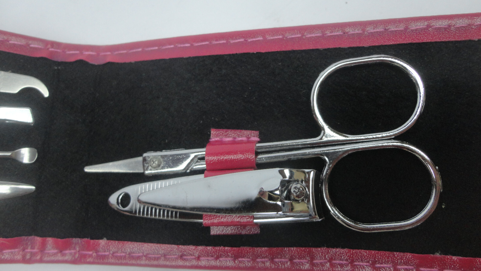 6 Pc Manicure Set w/pink faux leather travel carry pouch Macys ~Lot of 12 Sets~