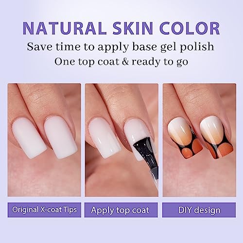 Square Gel Nail Tips Short – Pre Colored Milky White Soft Gel Nail Tips,