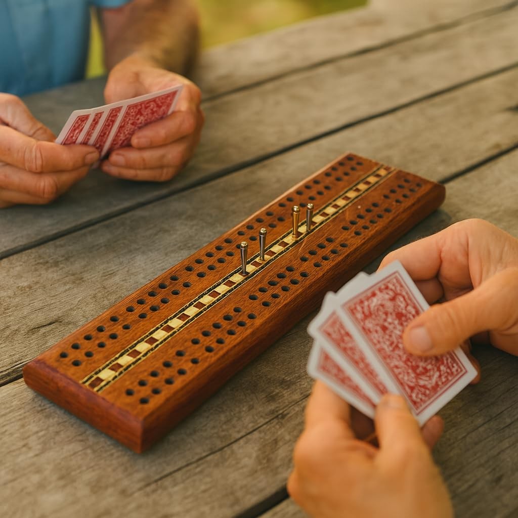 Sterling Games Wooden Cribbage 12 inch Double Track 11.75 inches, Gold