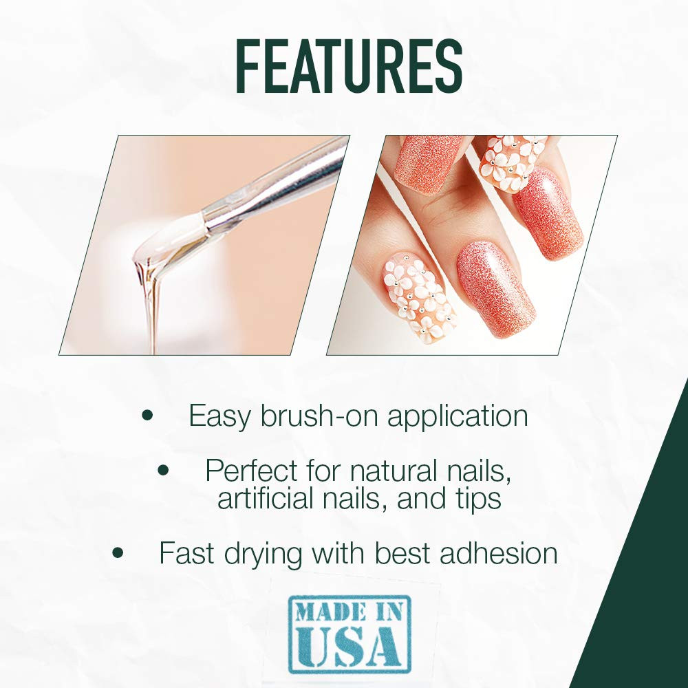 IBD 5 Second Brush On Nail Glue Pack of 3 Fast Drying Nail Adhesive 0.20 Fl Oz
