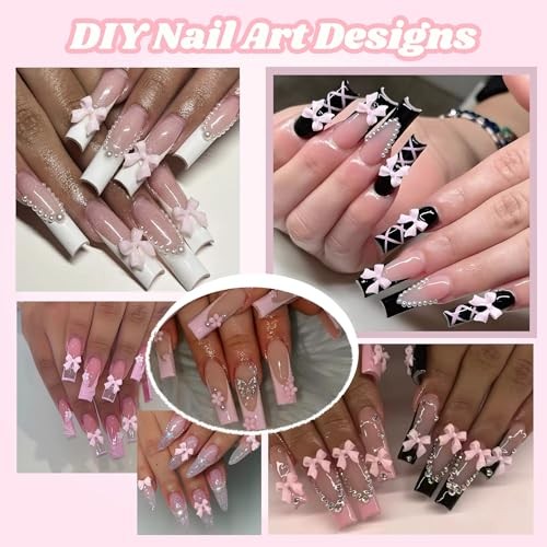 3D Flowers Nail Charms Y2K Kit, Metal Butterfly Cherry Colorful Bow Nail 01