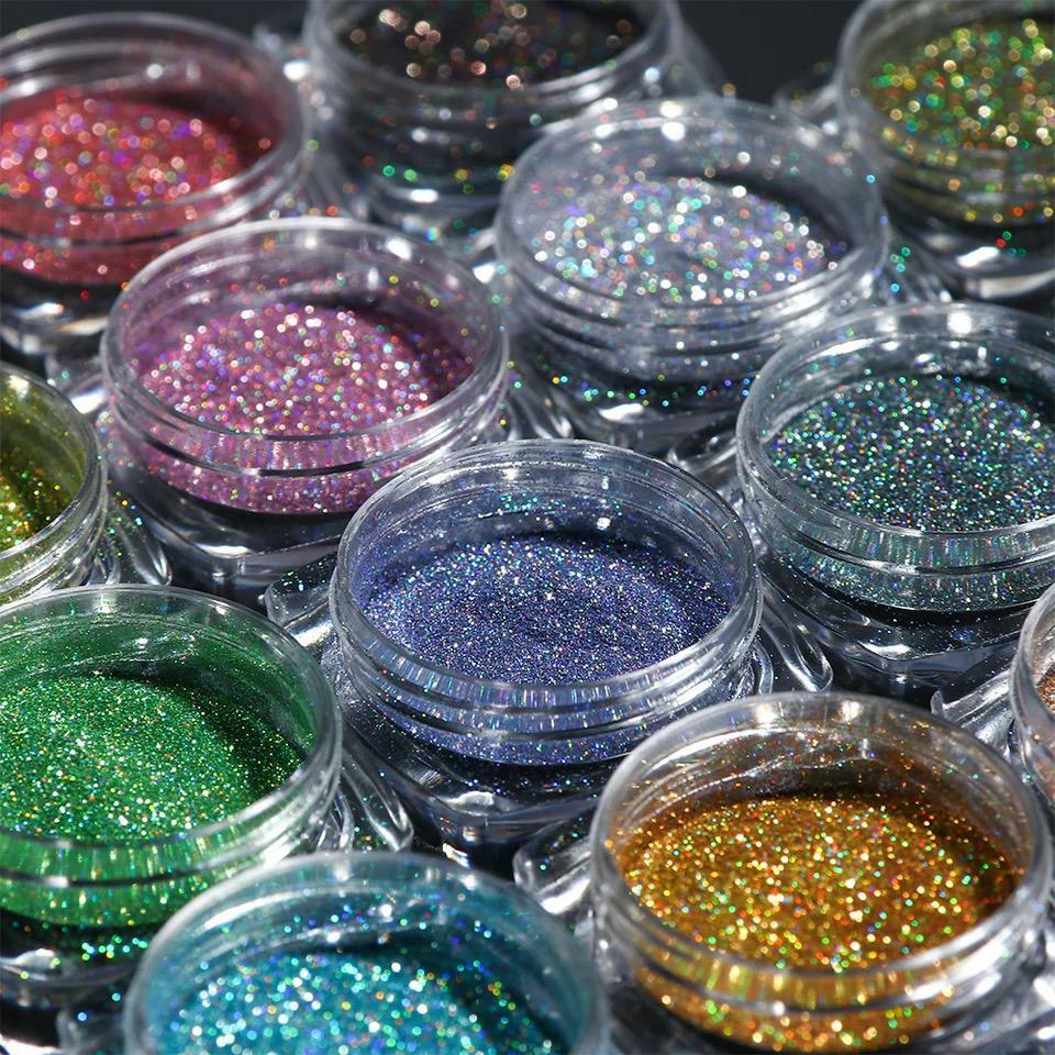 Holographic Nail Mirror Glitter Powder Dust Shimmer Mermaid Unicorn HOLO Colours
