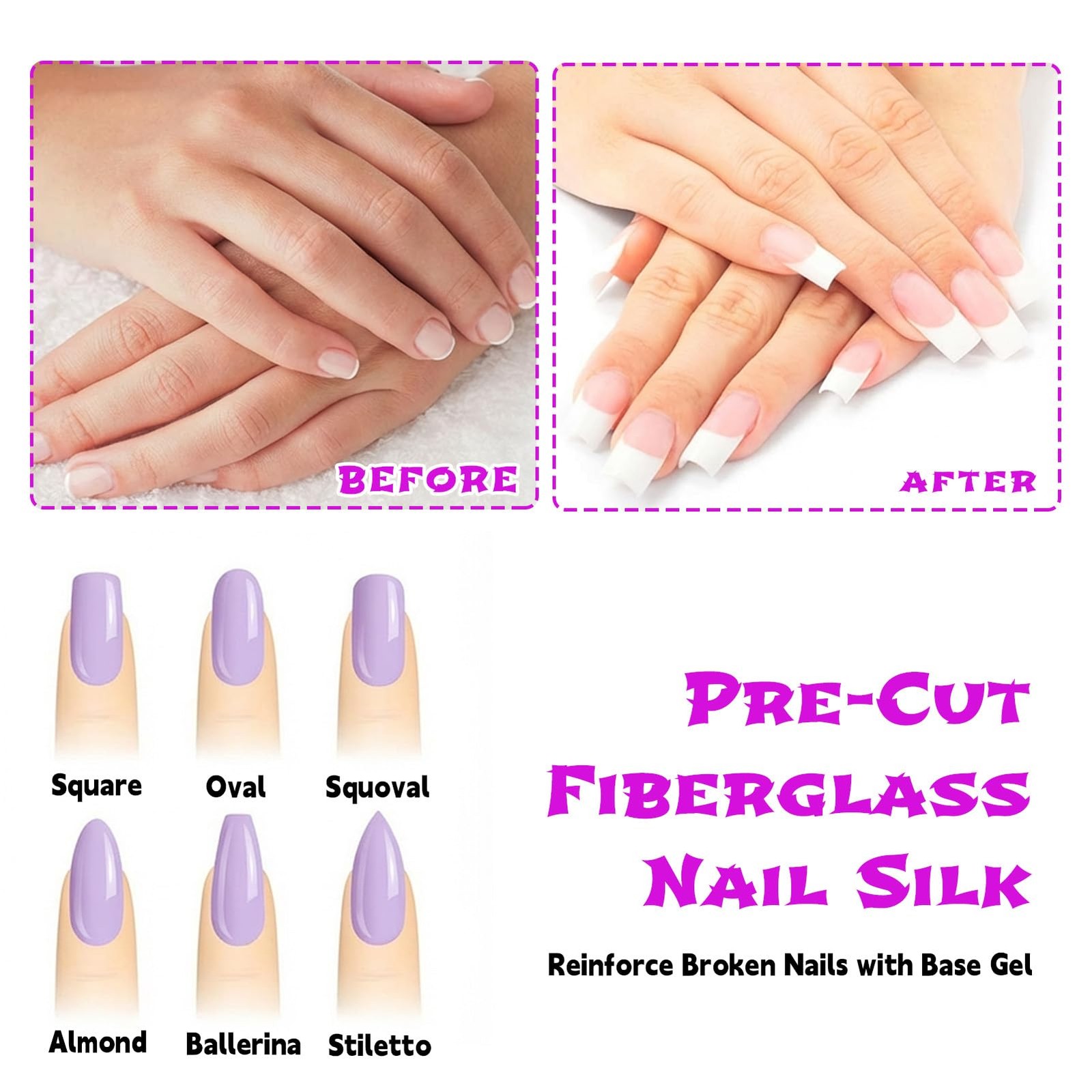 Fiberglass Nail Wrap Extension Kit – 51 Pcs Silk Clear