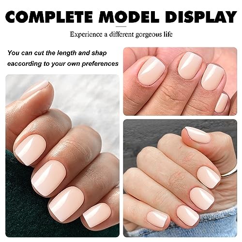 Short Press on Nails 240pc Glossy Press on Nails Short Square Round Point Nude