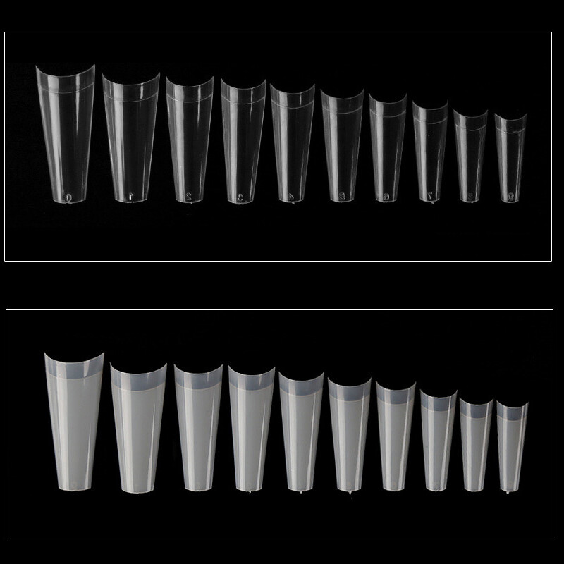 500Pcs/Case Acrylic French Half False Nail Tips Coffin Flat C Curve Nail Art