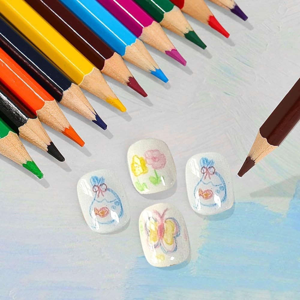 Deluxe Nail Art Pencil Set, 12 Smooth Colorful Pencils for Nail Design Crafts