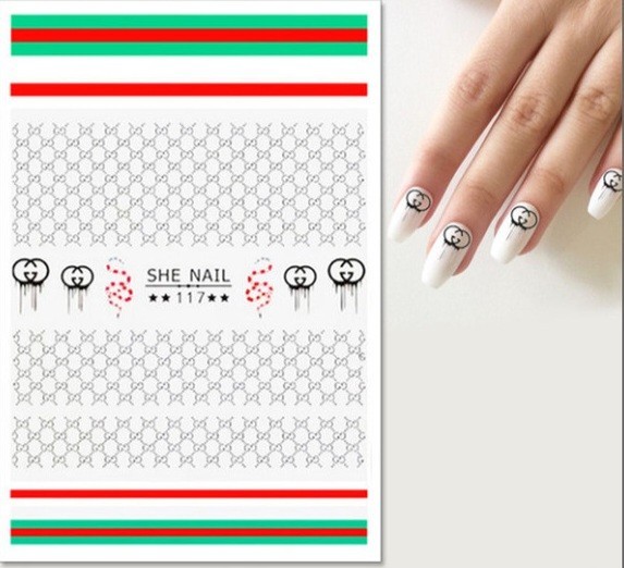 NWT NAIL ART DESIGN SELF-SEAL STICKERS SOLID RED, BLACK & GREEN SNAKES N°28!