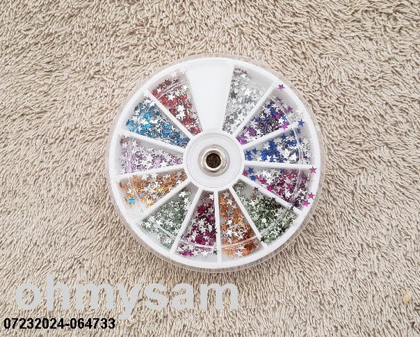 CLOSEOUT 12 NEW AINBOW MULTI COLOR STONE NAIL ART DES MANI/PEDI NO APPLICATOR