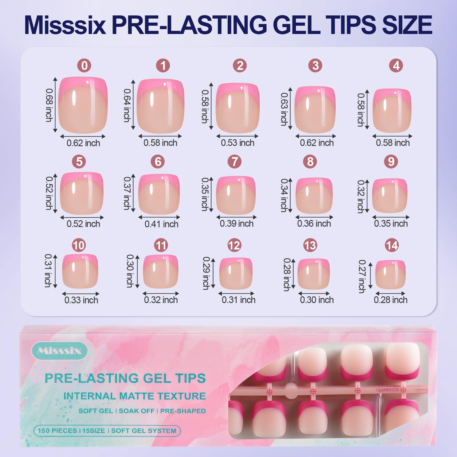 Misssix French Tip Press On Toe Nails, 150Pcs French Gel Toe Nail Tips, Short…